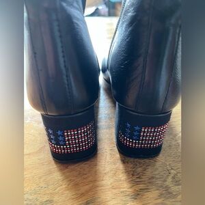 KARA MAC Black Leather Ankle Boots with Star Embellishments Size 7